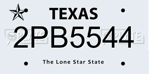 2PB5544 Texas License Plate
