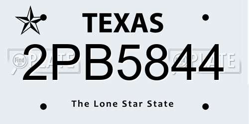 2PB5844 Texas License Plate