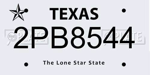 2PB8544 Texas License Plate
