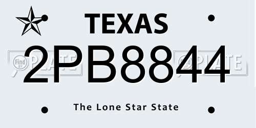 2PB8844 Texas License Plate