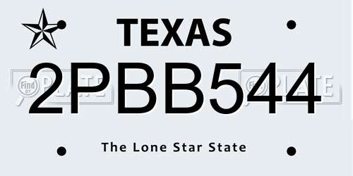 2PBB544 Texas License Plate