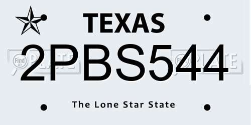 2PBS544 Texas License Plate