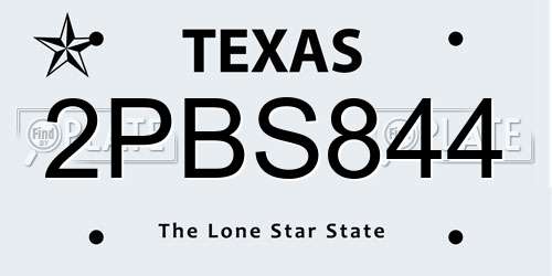 2PBS844 Texas License Plate