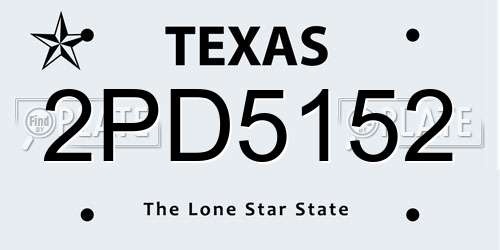 2PD5152 Texas License Plate