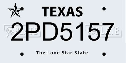 2PD5157 Texas License Plate