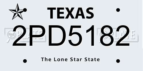 2PD5182 Texas License Plate