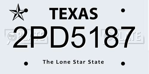 2PD5187 Texas License Plate