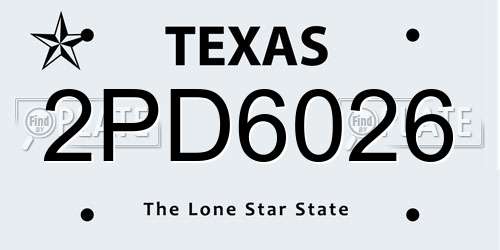 2PD6026 Texas License Plate