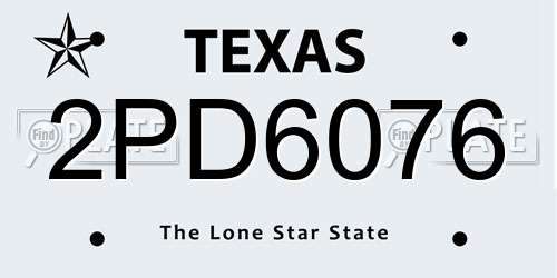 2PD6076 Texas License Plate