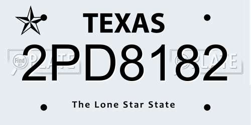 2PD8182 Texas License Plate