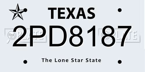 2PD8187 Texas License Plate