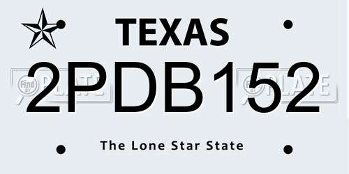 2PDB152 Texas License Plate
