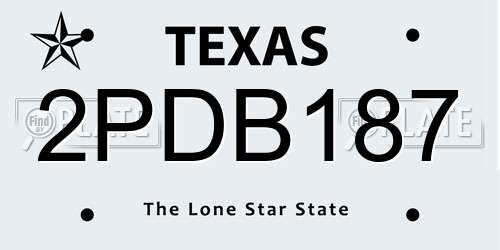 2PDB187 Texas License Plate