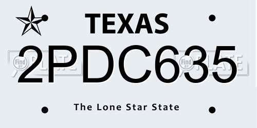 2PDC635 Texas License Plate