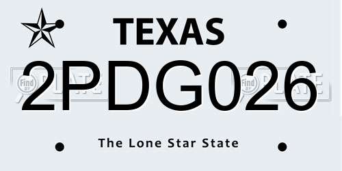 2PDG026 Texas License Plate