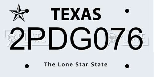 2PDG076 Texas License Plate