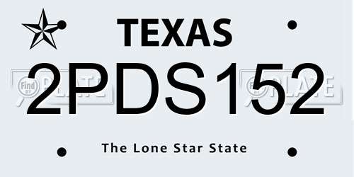 2PDS152 Texas License Plate