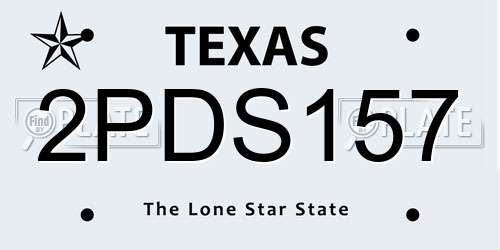 2PDS157 Texas License Plate