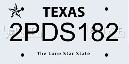 2PDS182 Texas License Plate