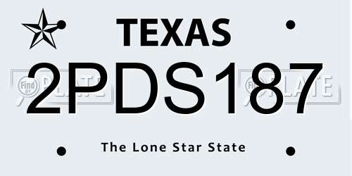 2PDS187 Texas License Plate