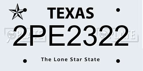 2PE2322 Texas License Plate