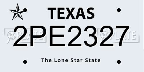 2PE2327 Texas License Plate