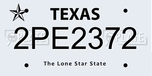 2PE2372 Texas License Plate