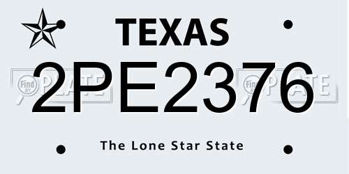 2PE2376 Texas License Plate