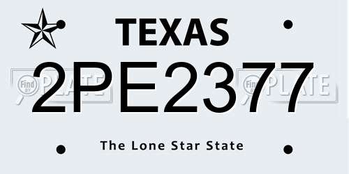 2PE2377 Texas License Plate