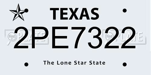 2PE7322 Texas License Plate