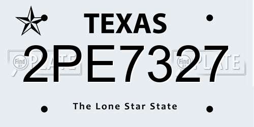 2PE7327 Texas License Plate