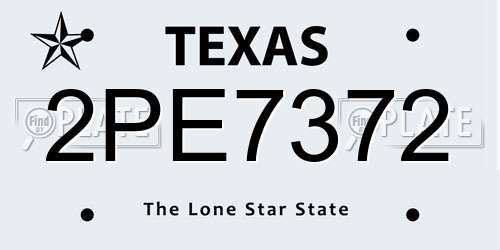 2PE7372 Texas License Plate