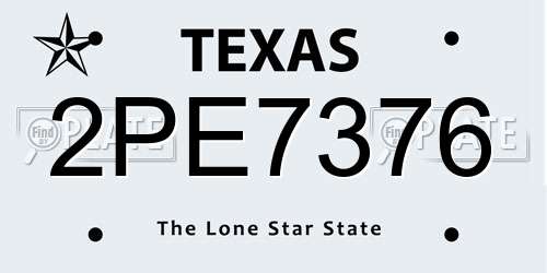 2PE7376 Texas License Plate