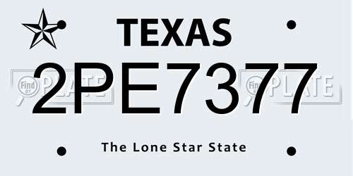 2PE7377 Texas License Plate