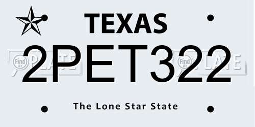 2PET322 Texas License Plate