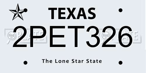 2PET326 Texas License Plate
