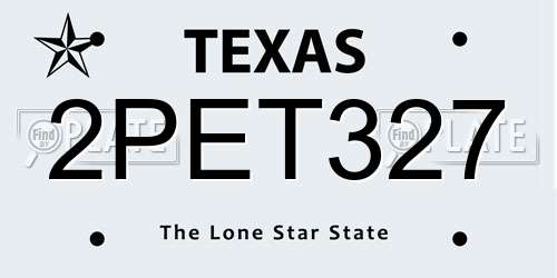 2PET327 Texas License Plate