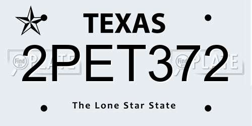 2PET372 Texas License Plate