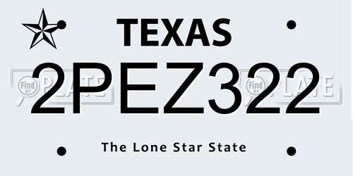 2PEZ322 Texas License Plate