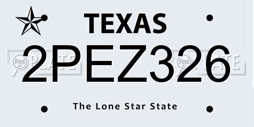 2PEZ326 Texas License Plate