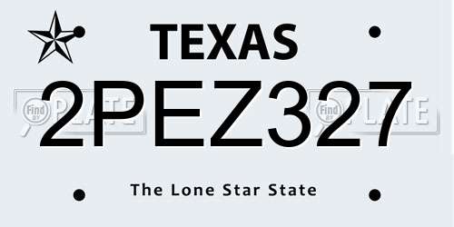 2PEZ327 Texas License Plate