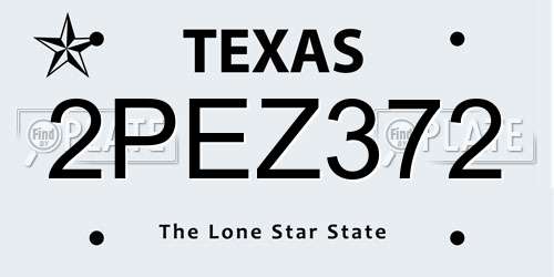 2PEZ372 Texas License Plate