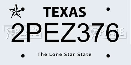 2PEZ376 Texas License Plate