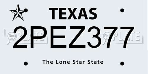 2PEZ377 Texas License Plate