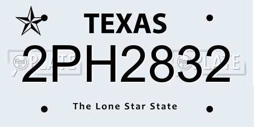 2PH2832 Texas License Plate