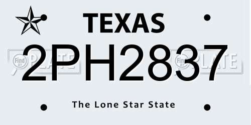 2PH2837 Texas License Plate