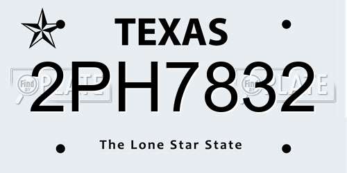 2PH7832 Texas License Plate