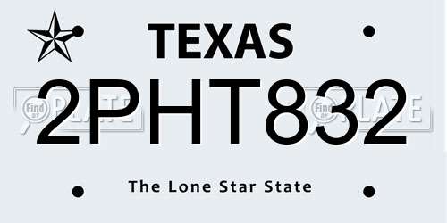 2PHT832 Texas License Plate