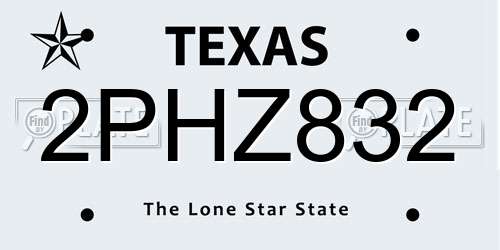 2PHZ832 Texas License Plate