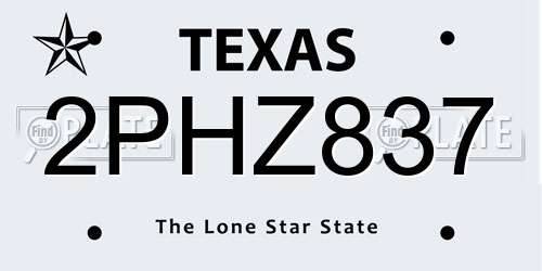 2PHZ837 Texas License Plate